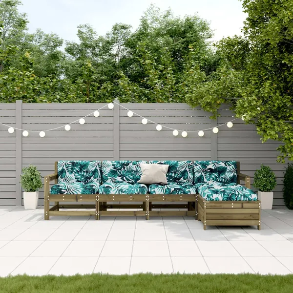 Salon de jardin 5 pcs avec coussins bois de pin imprégné