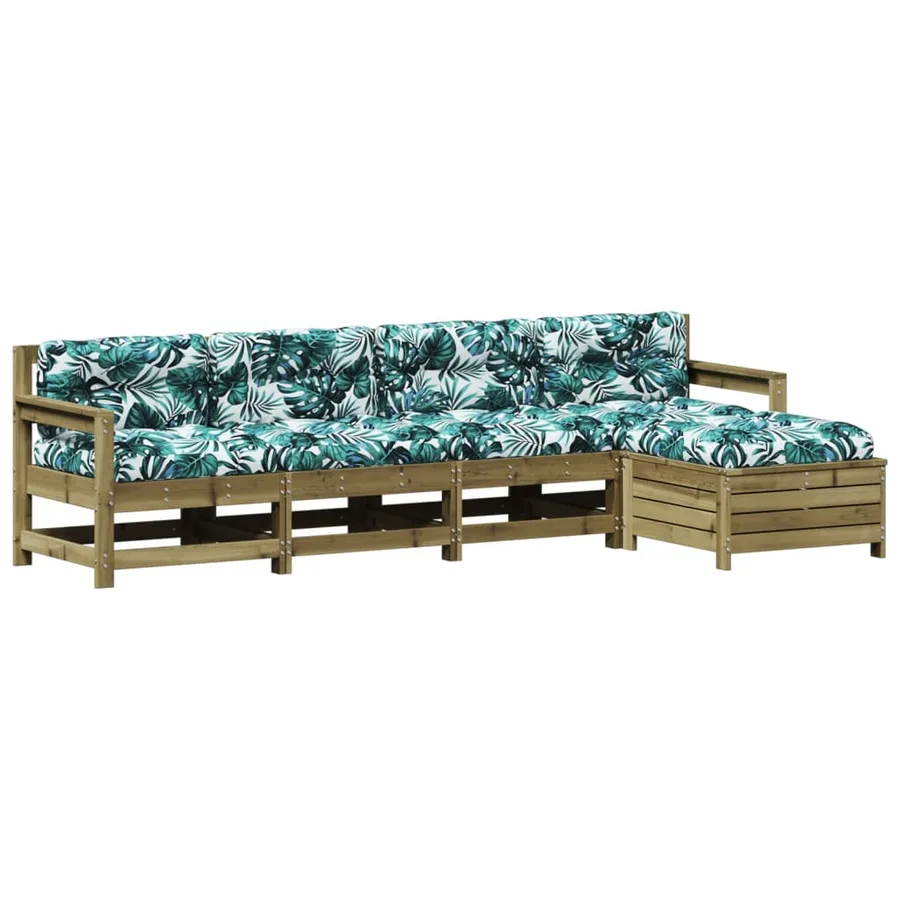 Salon de jardin 5 pcs avec coussins bois de pin imprégné - 2