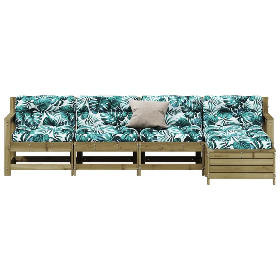 Salon de jardin 5 pcs avec coussins bois de pin imprégné - 3