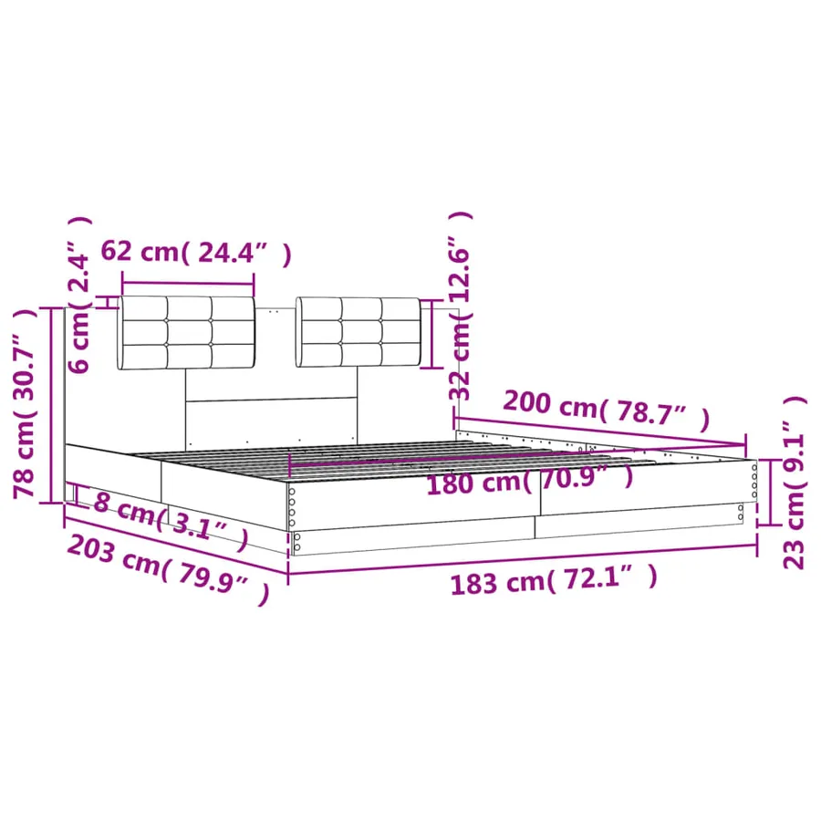 Cadre de lit sans matelas blanc 180x200 cm - 9