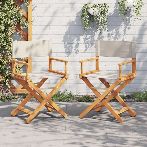 Chaises de réalisateur pliables lot de 2 blanc crème tissu