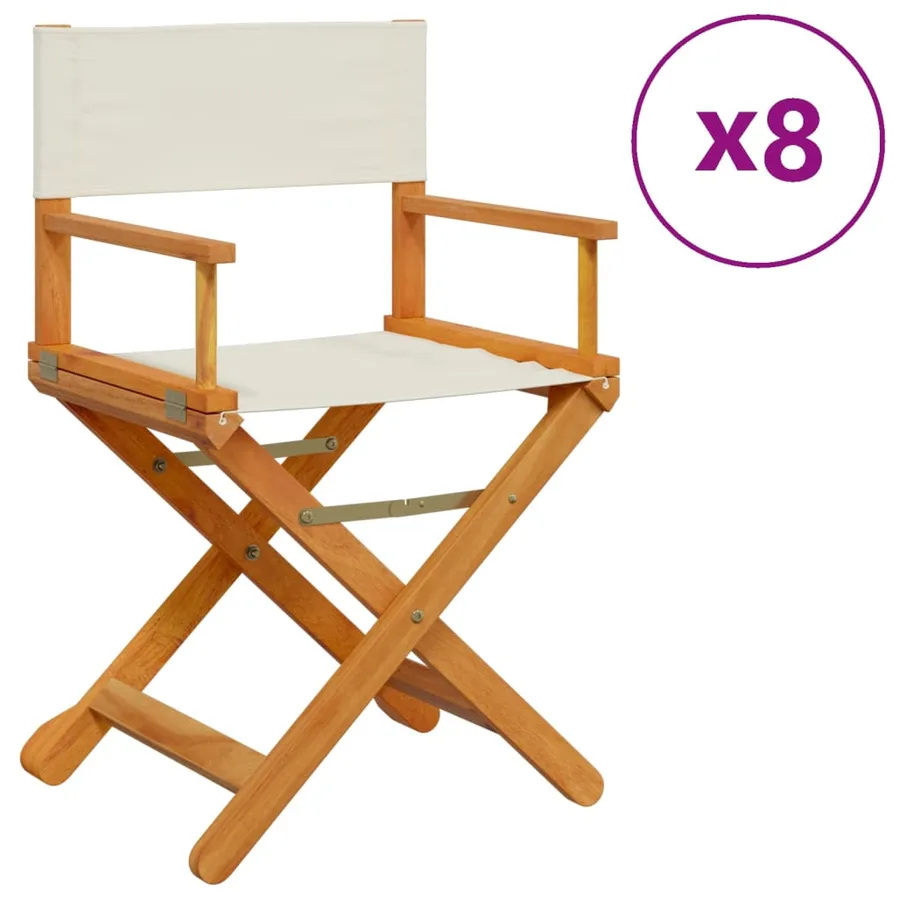 Chaises de jardin pliables lot de 8 blanc crème tissu - 2