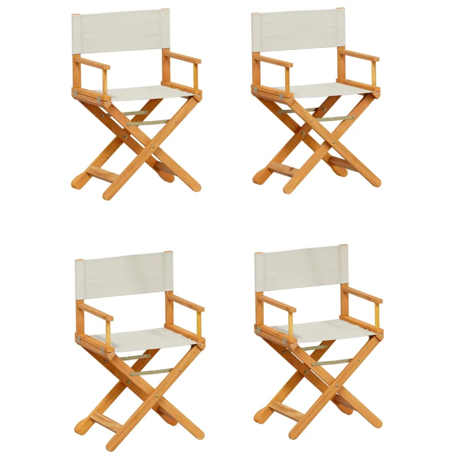 Chaises de jardin pliables lot de 4 blanc crème tissu - 2