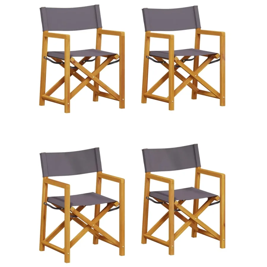 Chaises de jardin pliables lot de 4 gris foncé tissu - 2