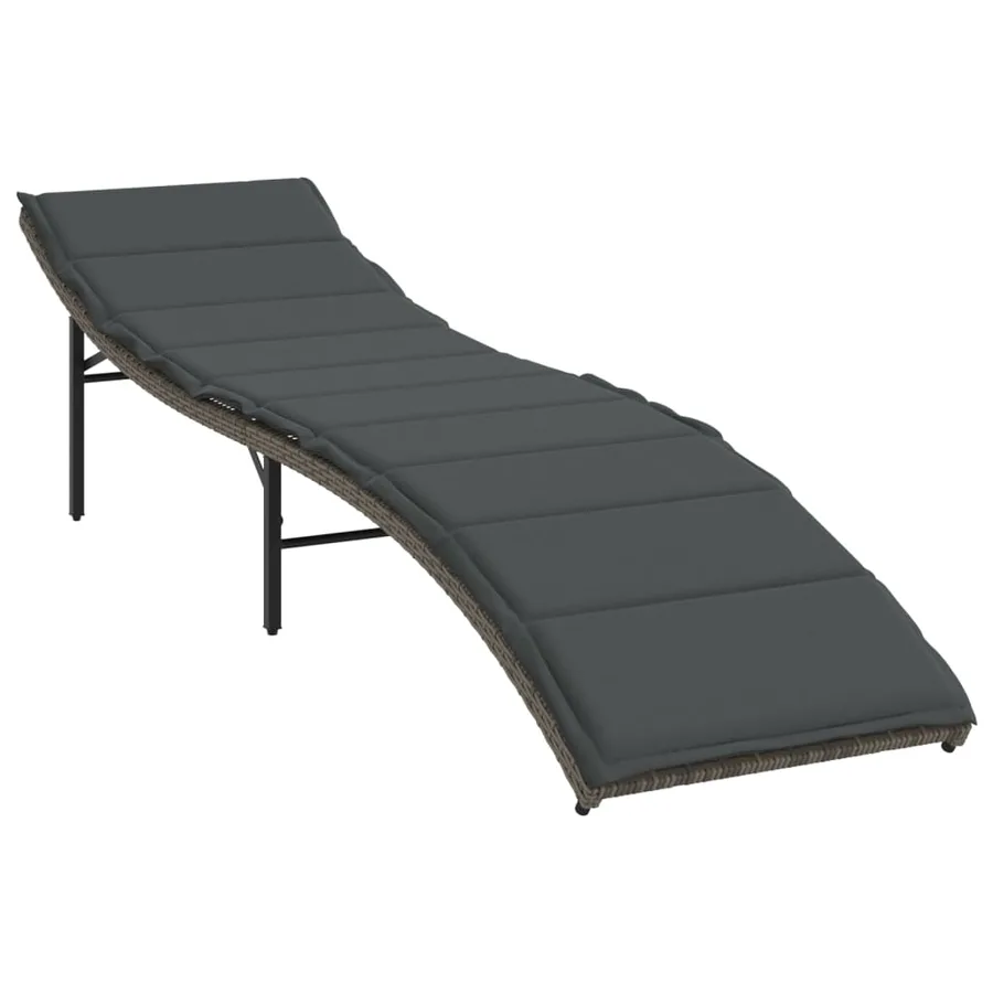 Chaises longues lot de 2 avec table gris résine tressée - 4