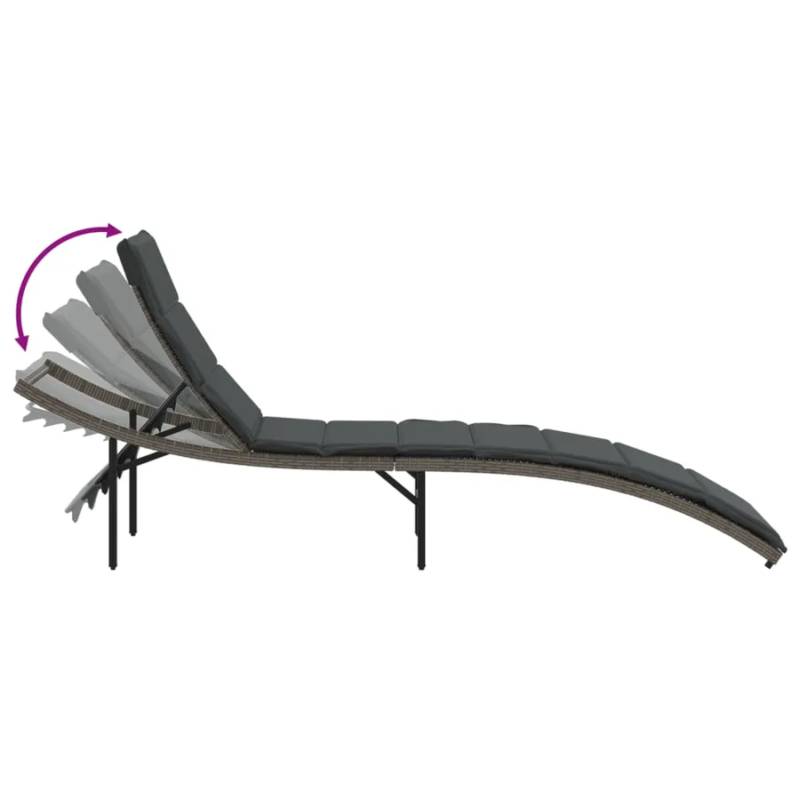 Chaises longues lot de 2 avec table gris résine tressée - 8