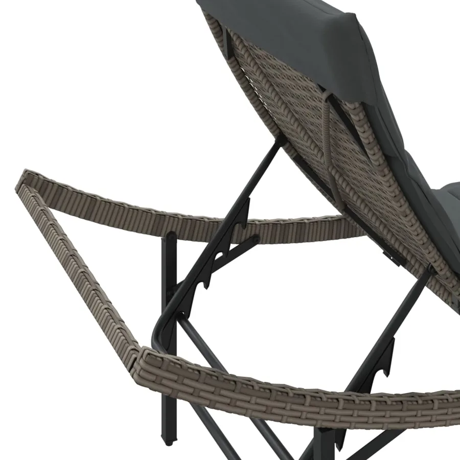 Chaises longues lot de 2 avec table gris résine tressée - 9