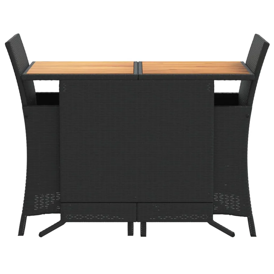 Ensemble de bistro 3 pcs avec coussins noir résine tressée - 4