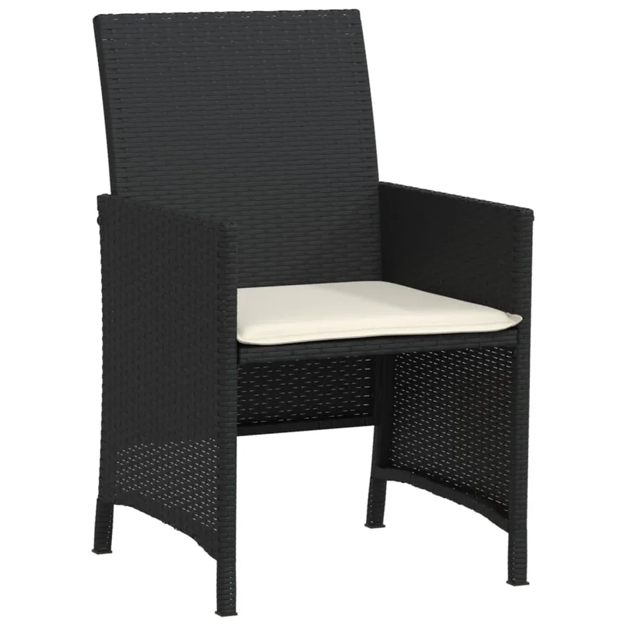 Ensemble de bistro 3 pcs avec coussins noir résine tressée - 5