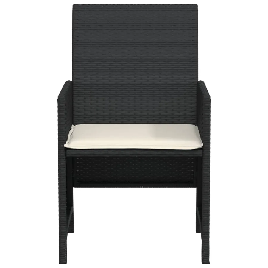 Ensemble de bistro 3 pcs avec coussins noir résine tressée - 6
