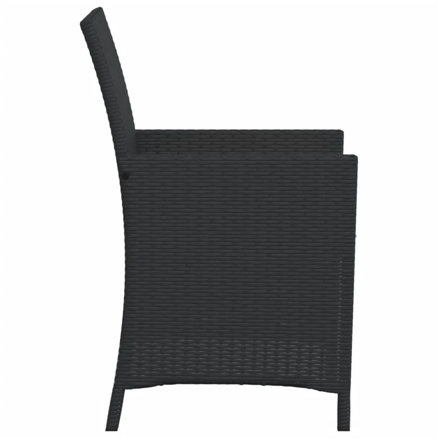 Ensemble de bistro 3 pcs avec coussins noir résine tressée - 7