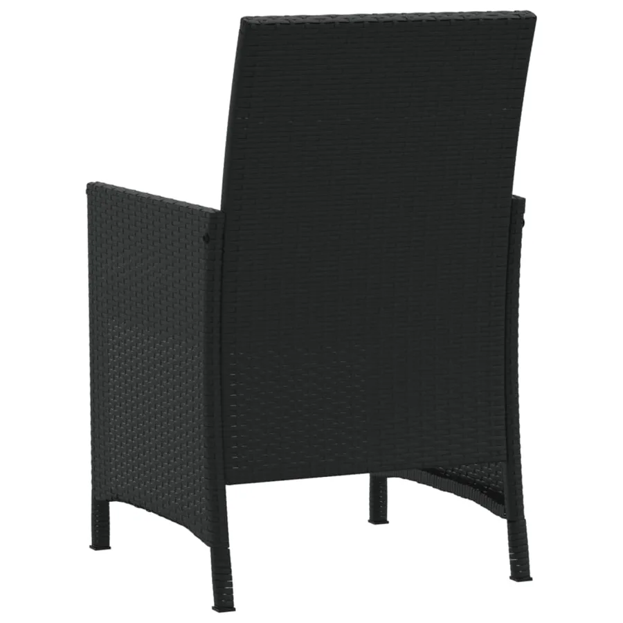 Ensemble de bistro 3 pcs avec coussins noir résine tressée - 8