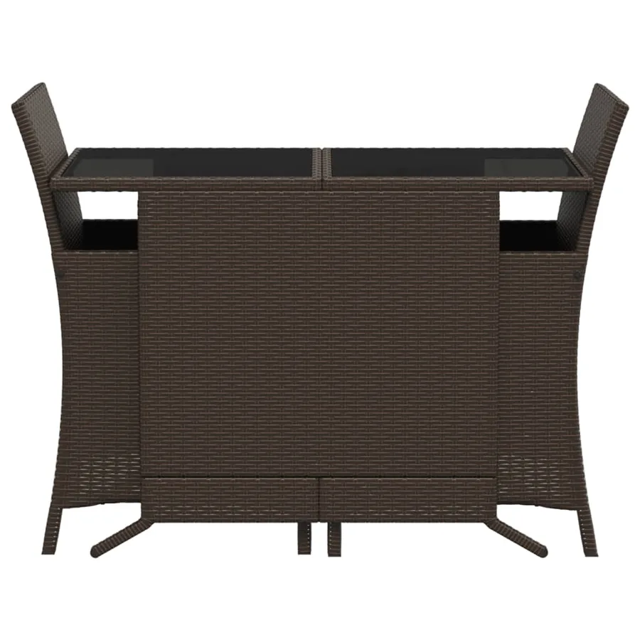 Ensemble de bistro 3 pcs avec coussins marron résine tressée - 4