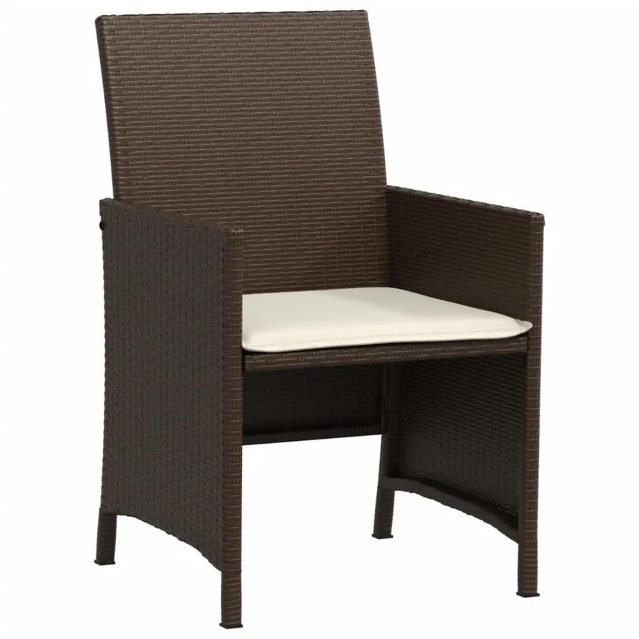 Ensemble de bistro 3 pcs avec coussins marron résine tressée - 5