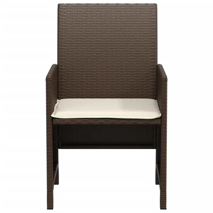 Ensemble de bistro 3 pcs avec coussins marron résine tressée - 6