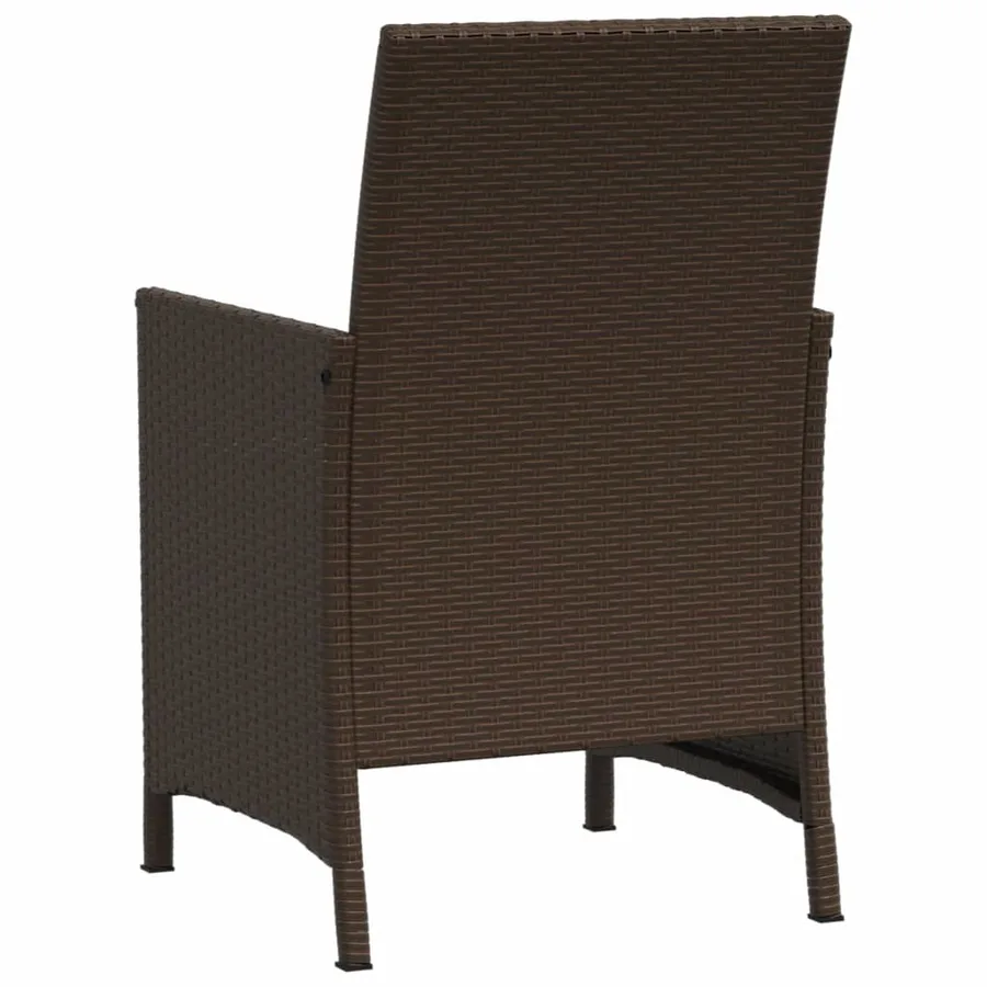 Ensemble de bistro 3 pcs avec coussins marron résine tressée - 8