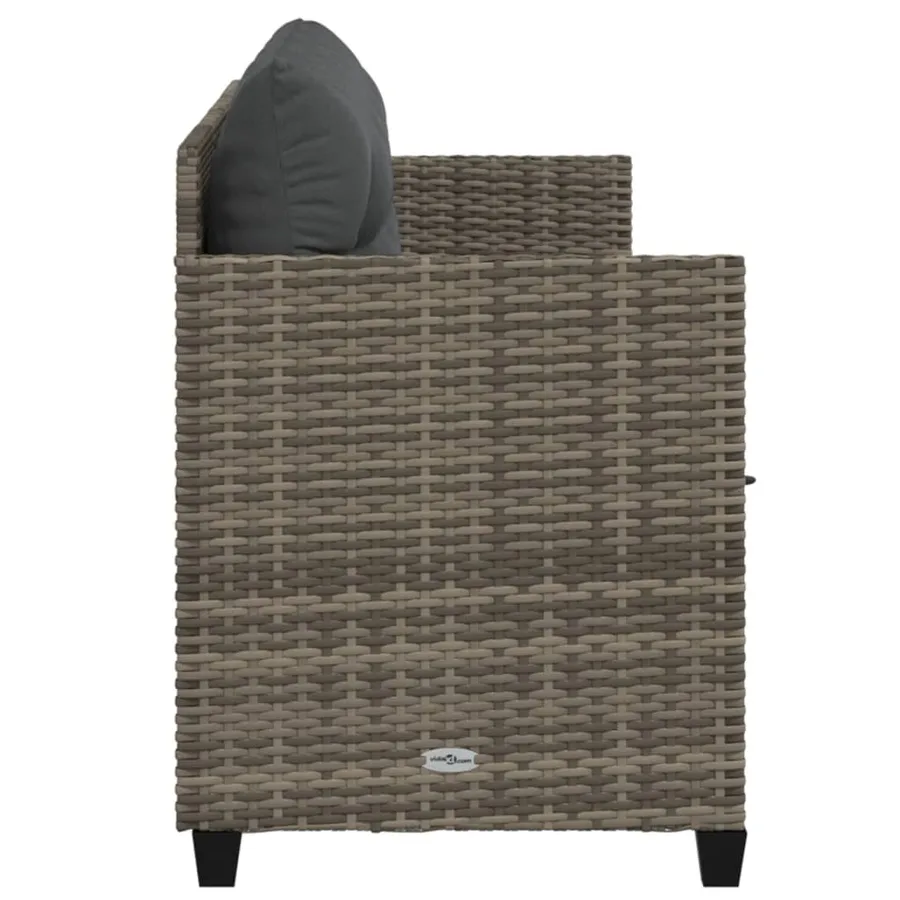 Chaise longue avec coussins gris résine tressée - 5