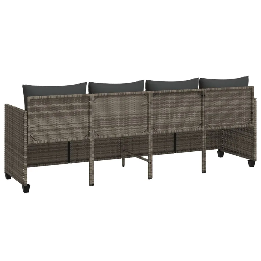 Chaise longue avec coussins gris résine tressée - 6