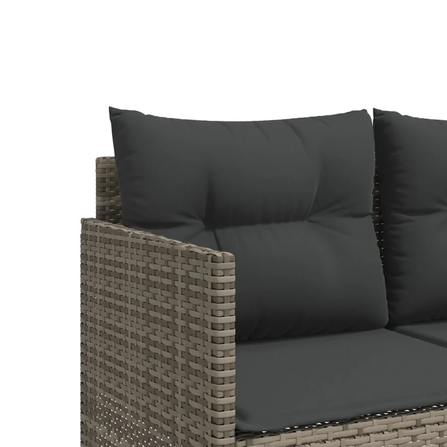 Chaise longue avec coussins gris résine tressée - 7