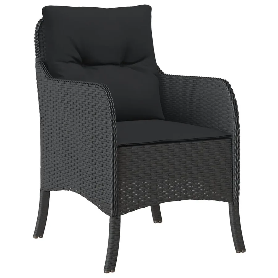 Ensemble à manger de jardin coussins 7pcs Noir Résine tressée - 3