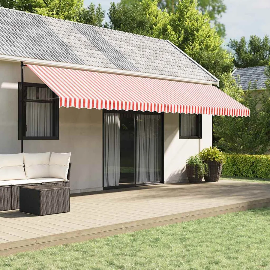 Tissu de remplacement pour auvent rouge et blanc 6x3 m polyester