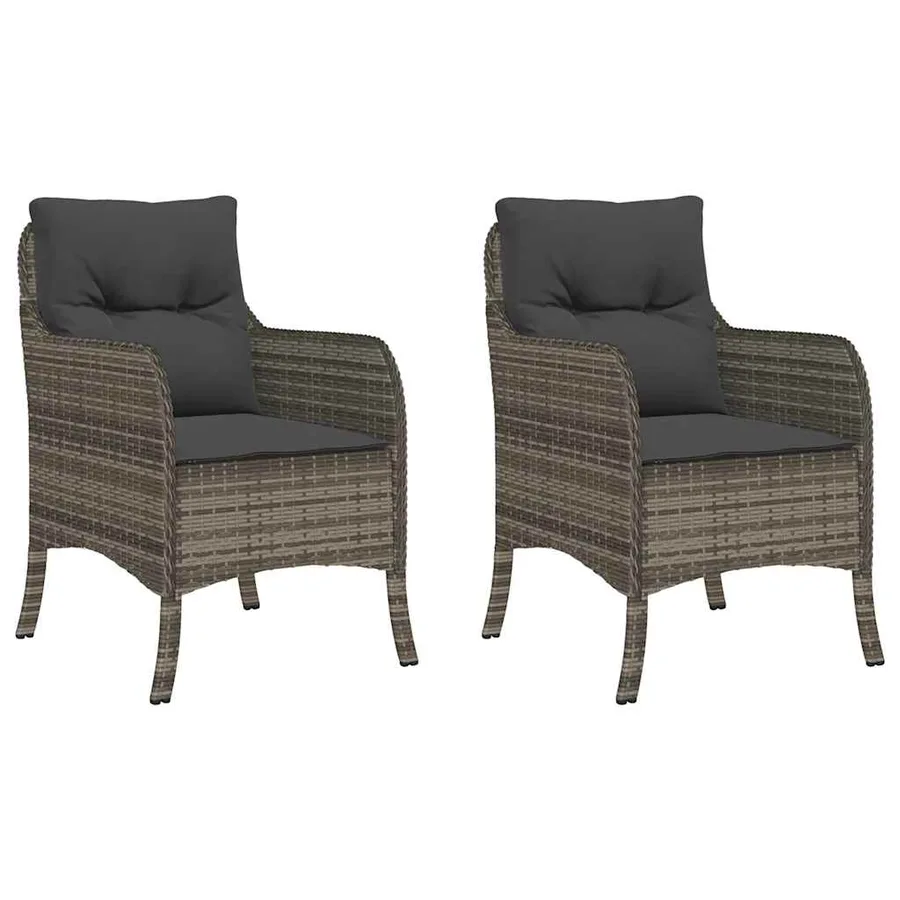 Chaises de jardin avec coussins lot de 2 gris résine tressée - 2