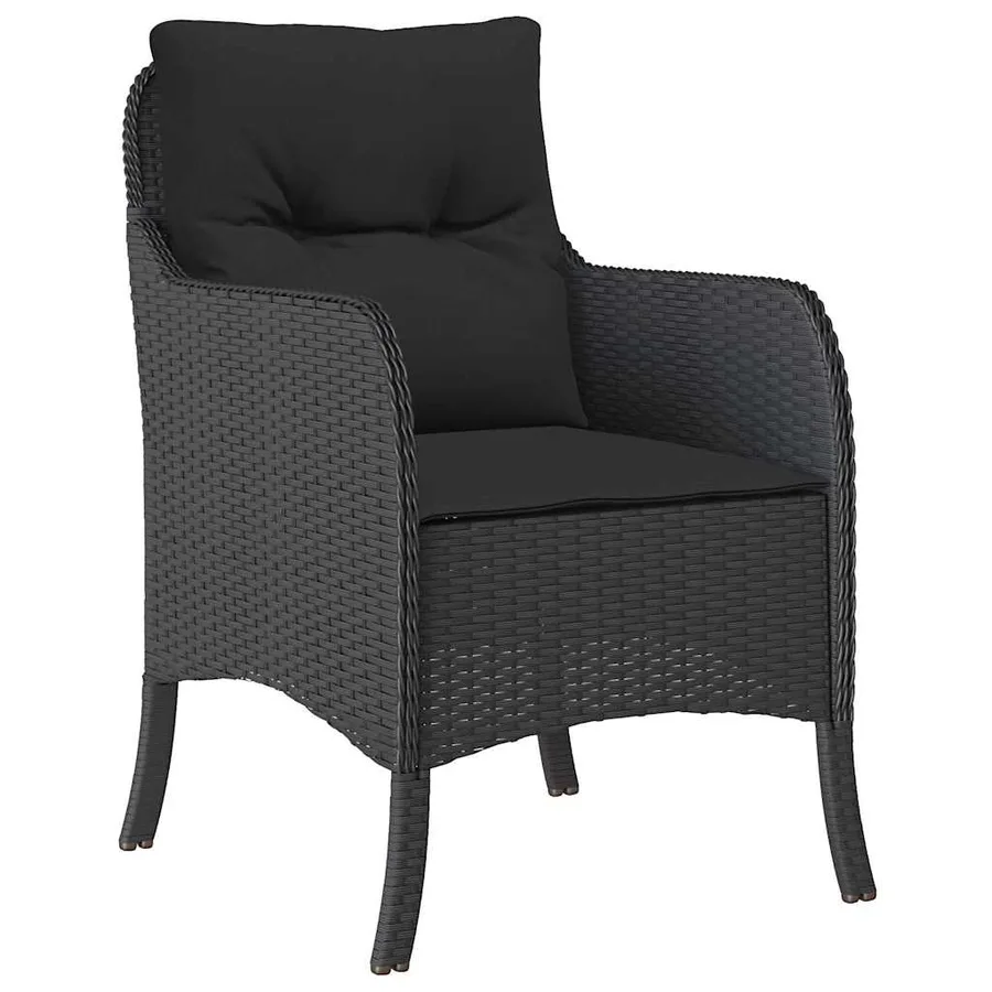 Ensemble à manger de jardin coussins 5pcs Noir Résine tressée - 3