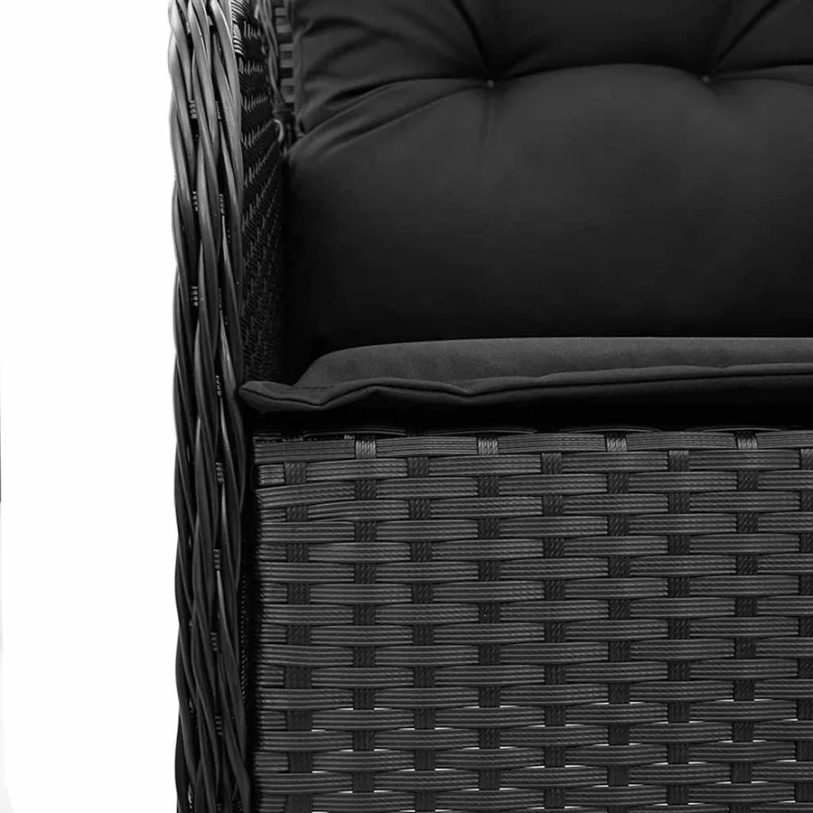 Ensemble à manger de jardin coussins 5pcs Noir Résine tressée - 5