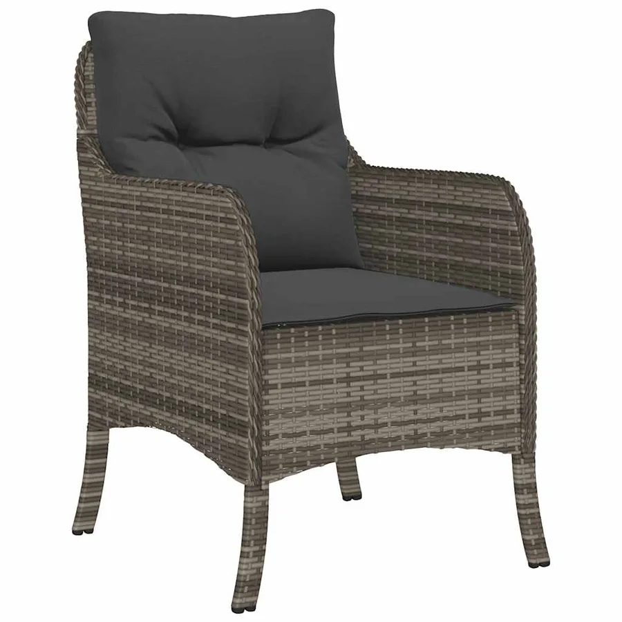 Ensemble à manger de jardin 5 pcs coussins gris résine tressée - 3