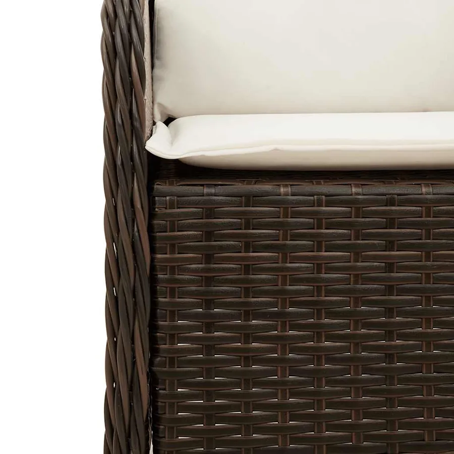 Ensemble à manger de jardin et coussins 9 pcs marron poly rotin - 5