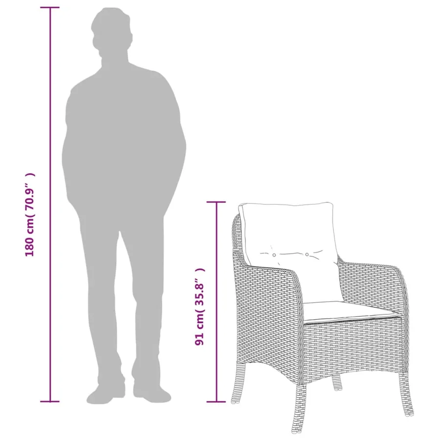 Ensemble à manger de jardin et coussins 9 pcs marron poly rotin - 8