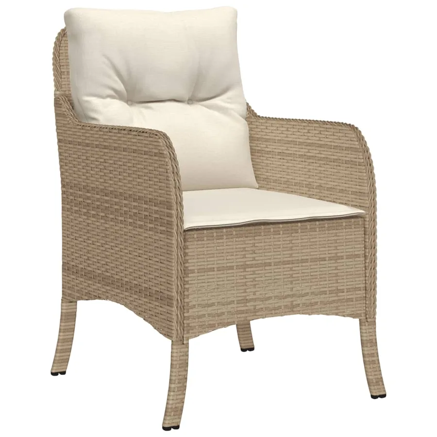 Ensemble à manger de jardin avec coussins 5pcs Beige poly rotin - 3