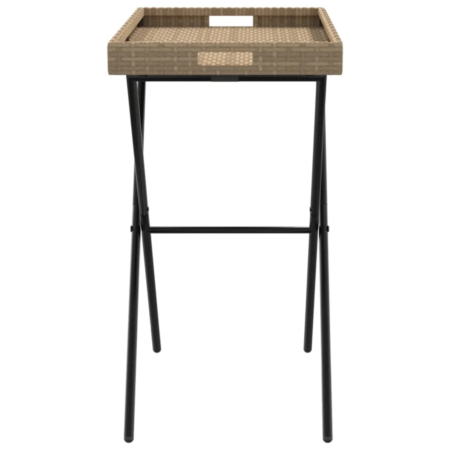 Table à plateau pliable beige 65x40x75 cm résine tressée - 6