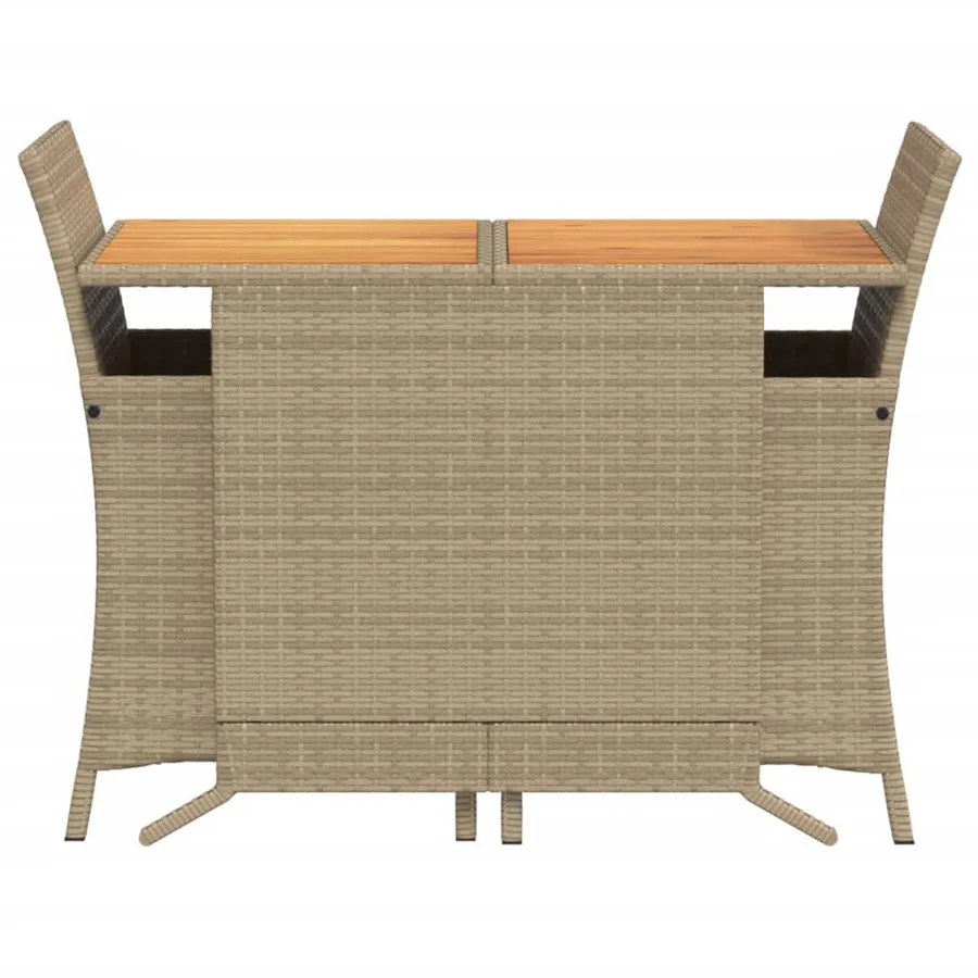 Ensemble de bistro 3 pcs avec coussins beige résine tressée - 4