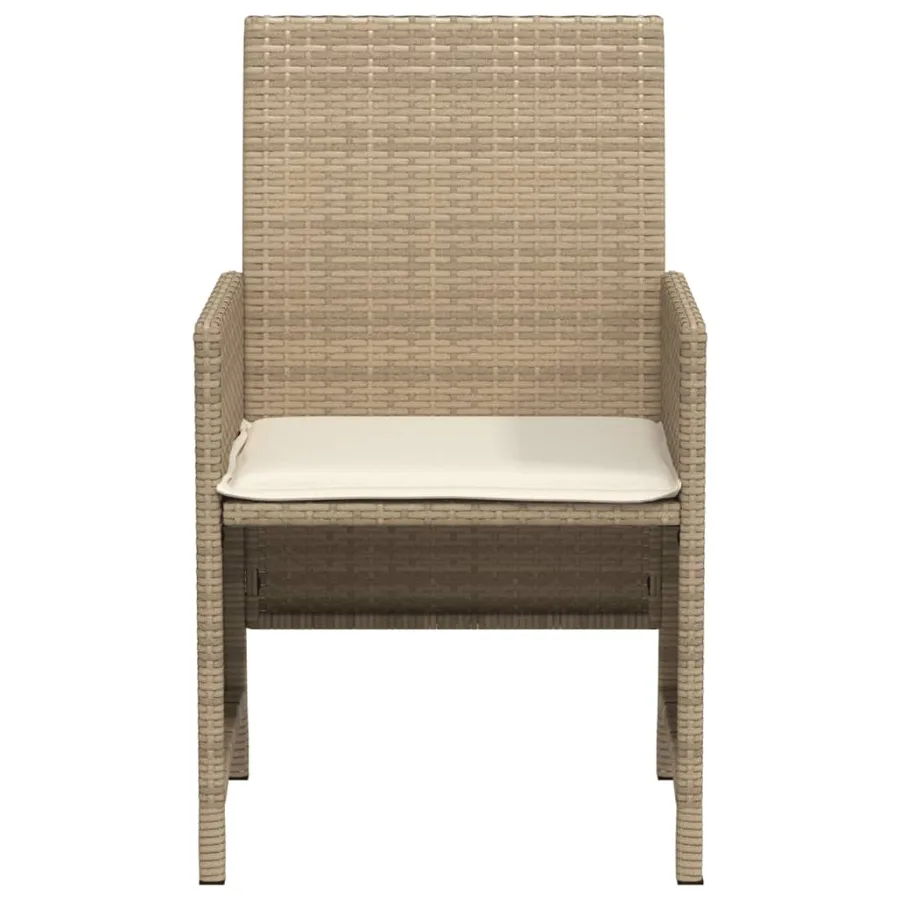 Ensemble de bistro 3 pcs avec coussins beige résine tressée - 6