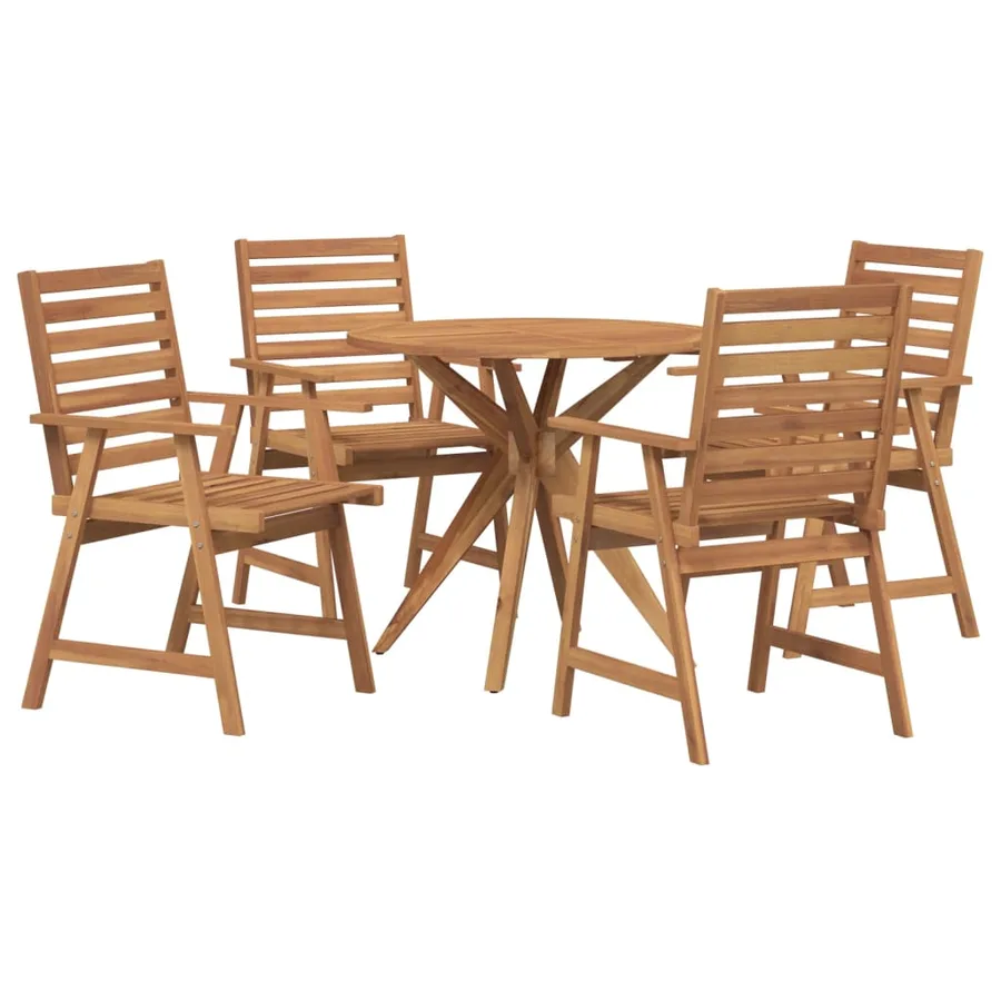 Ensemble à manger de jardin 5 pcs Bois d'acacia solide - 2