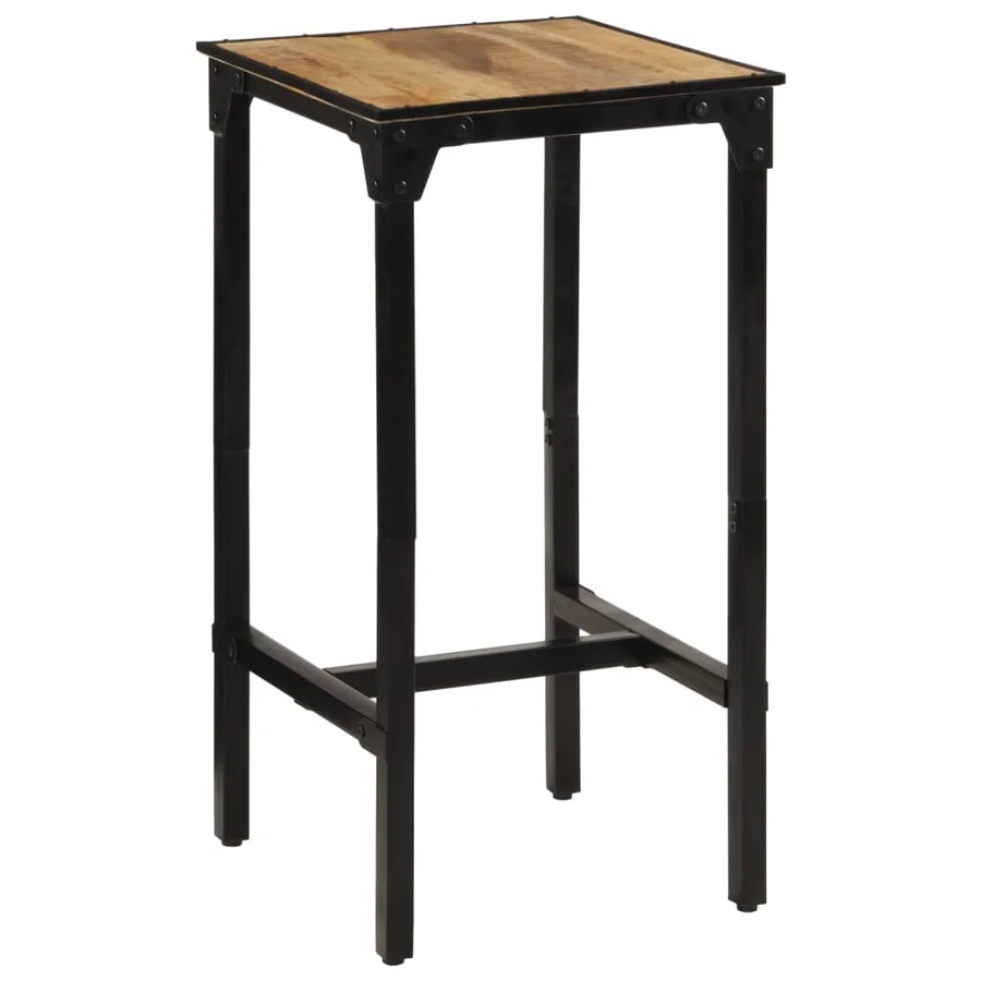 Ensemble de bar 3 pcs bois de manguier brut massif et métal - 7