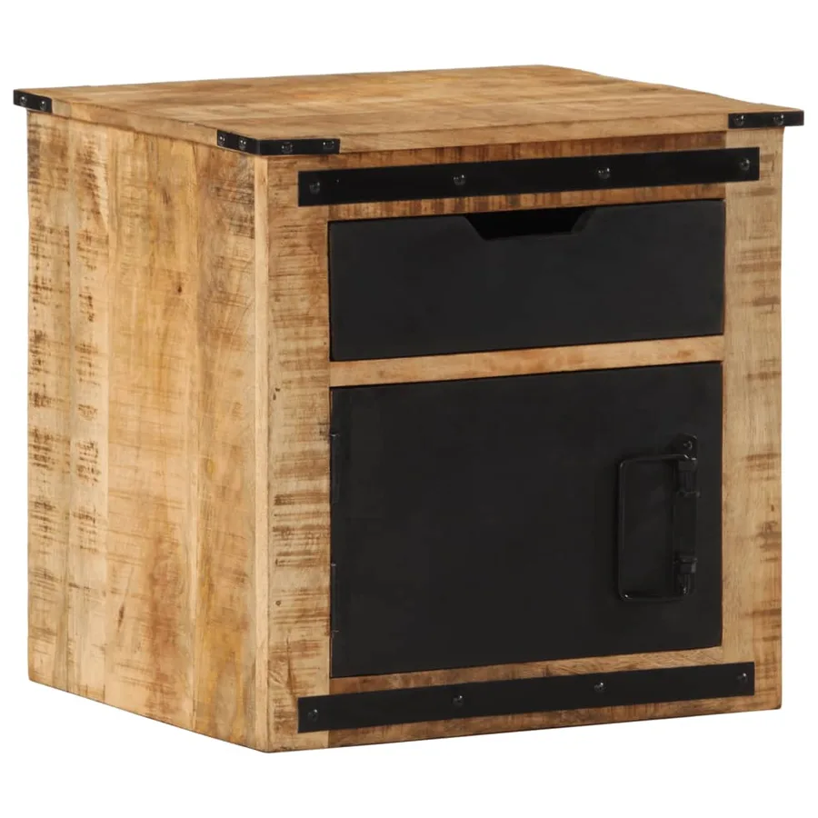 Table de chevet 45x40x45 cm bois de manguier massif - 9