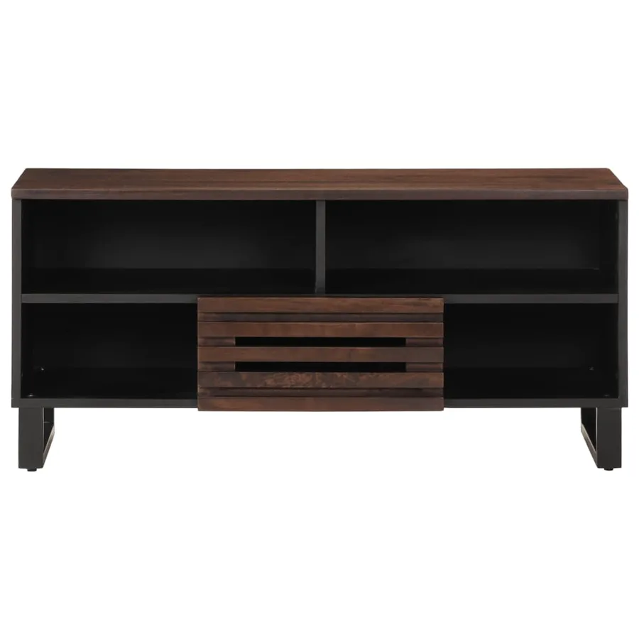 Meuble TV marron 100x34x46 cm bois massif manguier - 2