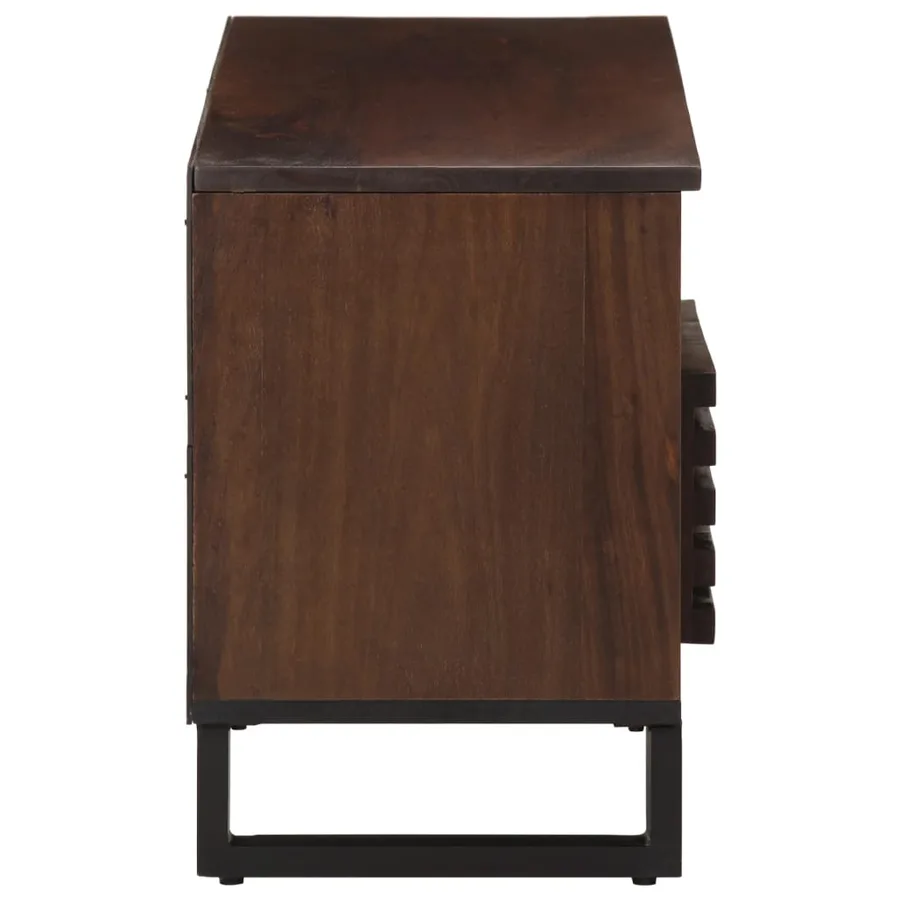 Meuble TV marron 100x34x46 cm bois massif manguier - 4