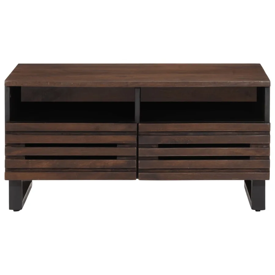 Table basse marron 80x55x40 cm bois de massif manguier - 2