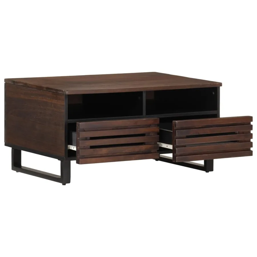 Table basse marron 80x55x40 cm bois de massif manguier - 5