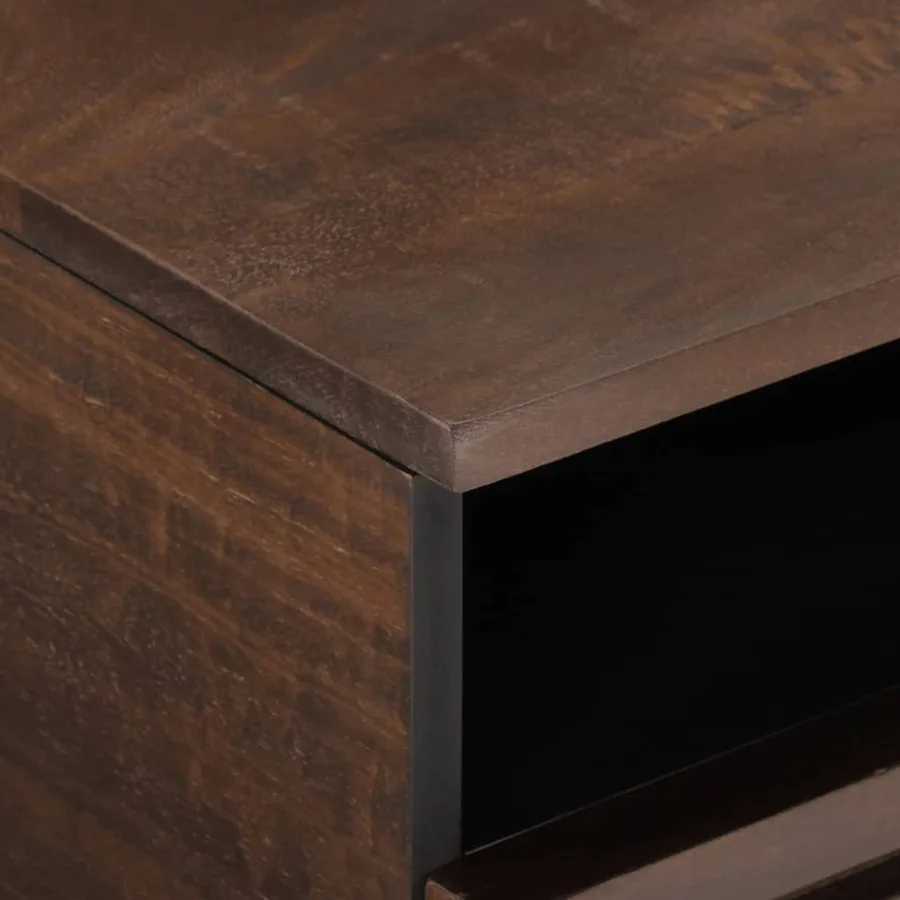 Table basse marron 80x55x40 cm bois de massif manguier - 7