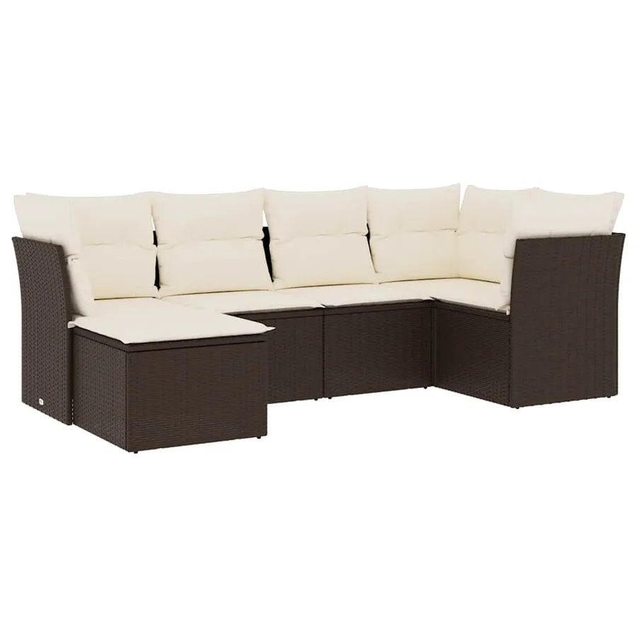 Salon de jardin avec coussins 6 pcs marron résine tressée - 2