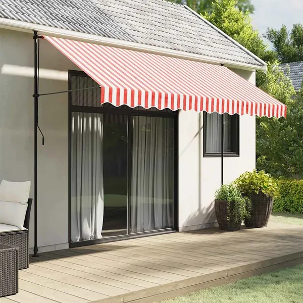 Tissu de remplacement pour auvent rouge et blanc 3,5x2,5 m polyester