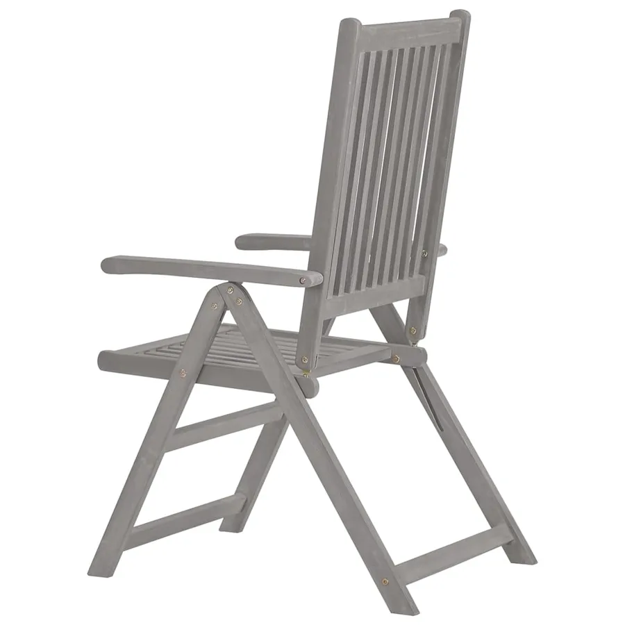 Chaises inclinables de jardin lot de 8 Gris Bois solide acacia - 5