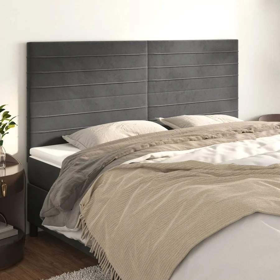 Tête de lit Gris foncé 200 x 5 x 118/128 cm Velours