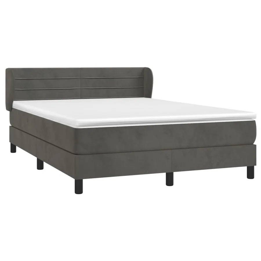 Sommier à lattes de lit et matelas Gris foncé 140x190cm Velours - 3