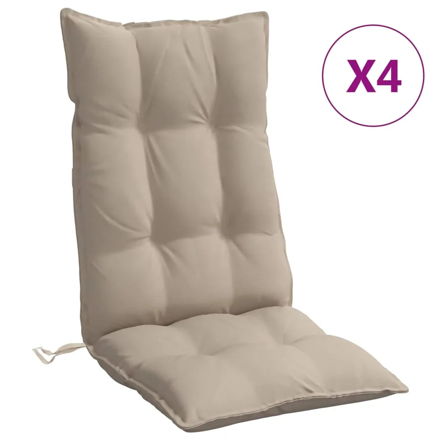 Coussins de chaise à dossier haut lot de 4 taupe tissu oxford - 2