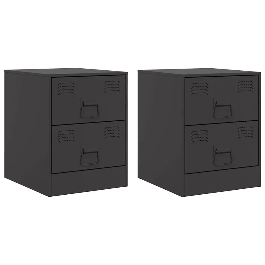 Tables de chevet 2 pcs noir 34,5x39x44 cm acier - 2